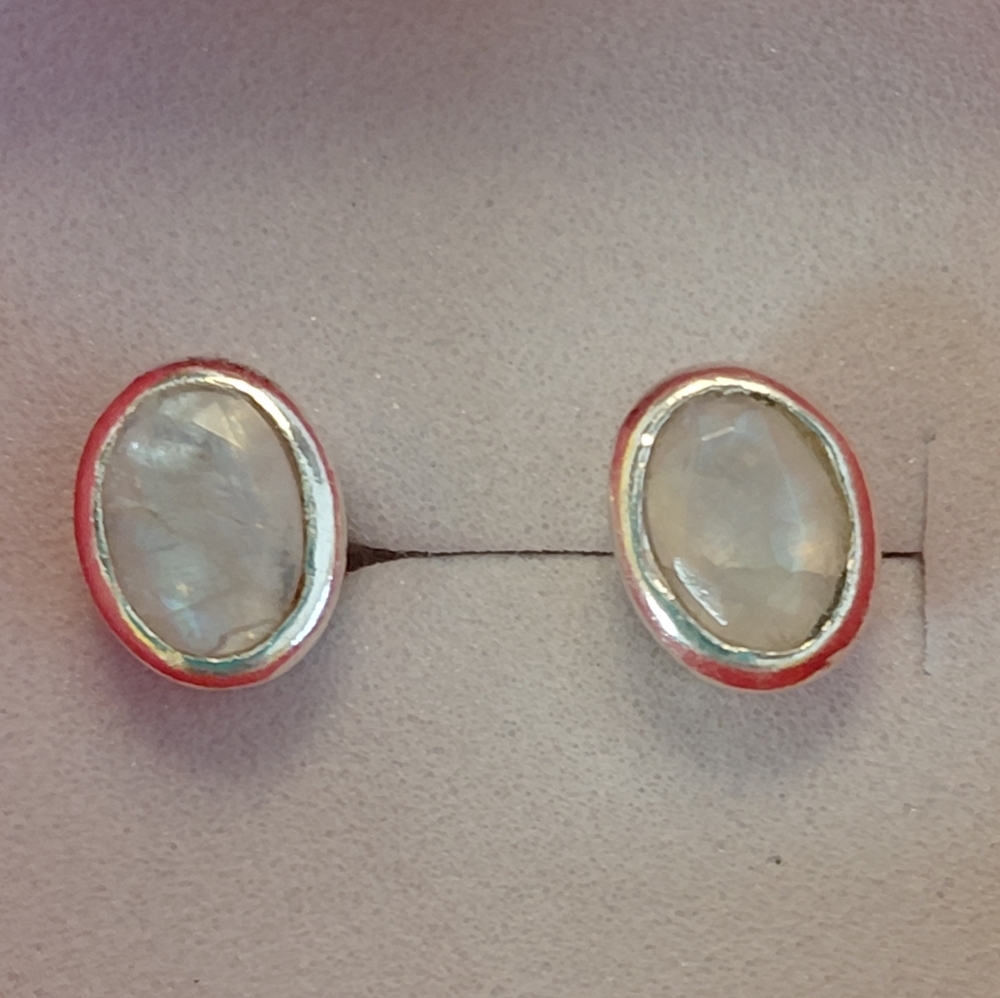 Dainty Moonstone Stud Earrings
